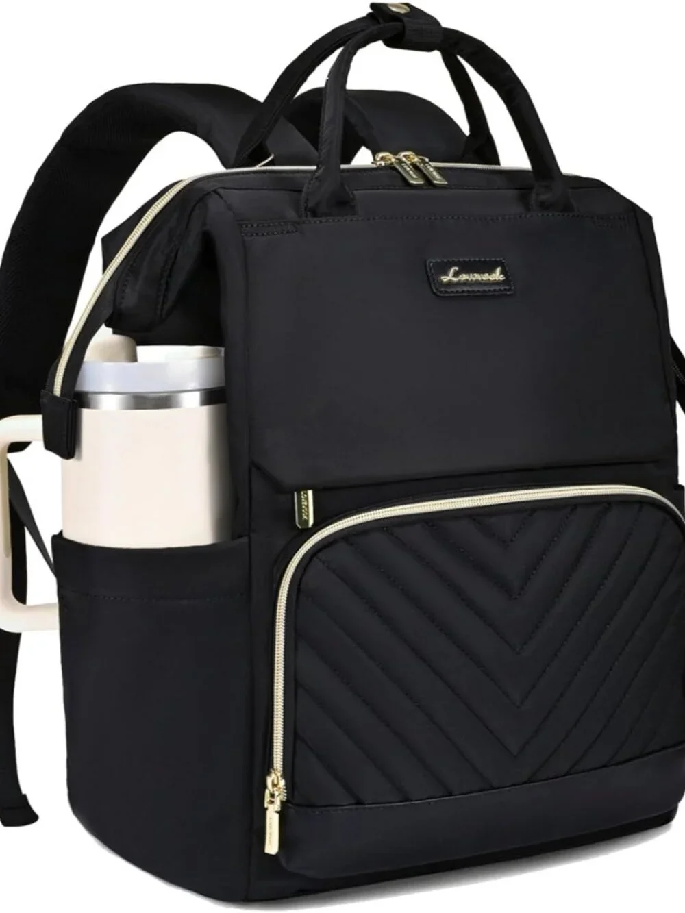 Laptop Backpack for Women with Giant Tumbler Holder Pocket for Travel Work Nurse